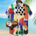 Hawaiian Shirts For Men Summer Beach Vacation Short Sleeve Shirts Fashion Print Lapel Oversized Shirt Top Casual Holiday Clothes. 