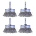 4 Pcs Wire Cup Brush Set, Wire Brush for Drill 1/4 Inch Arbor. 