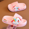 Summer Kids Home Shoes Flip Flops Baby Girls Slippers for Children Cartoon Unicorn Bathroom Antislip Thick Sole Slides 2-8 Years. 
