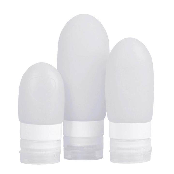 Portable Soft Silicone Travel Bottles 3PK Leak Proof Travel Containers Squeezable Refillable Bottle Set With Zipper Bag For Liquids Lotion Cond Shamp Soap (3ounce2ounce 1.25ounce)