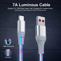 NNBILI 7A Glowing Cable Micro,iOS USB Type C Cable 100W Super Fast Charging For Huawei Samsung Xiaomi Phone USB Wire LED Cable.