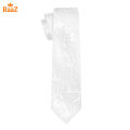 White Premium Quality Elegant Bloom Floral Impression Weave Tie For Men. 