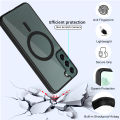 For Samsung Galaxy S22 Plus 5G Mobile Cover MagSafe Compatible Shockproof Transparent Slim Fit Wireless Charging supported Frosted Border Phone Back Case Mobile Cover. 