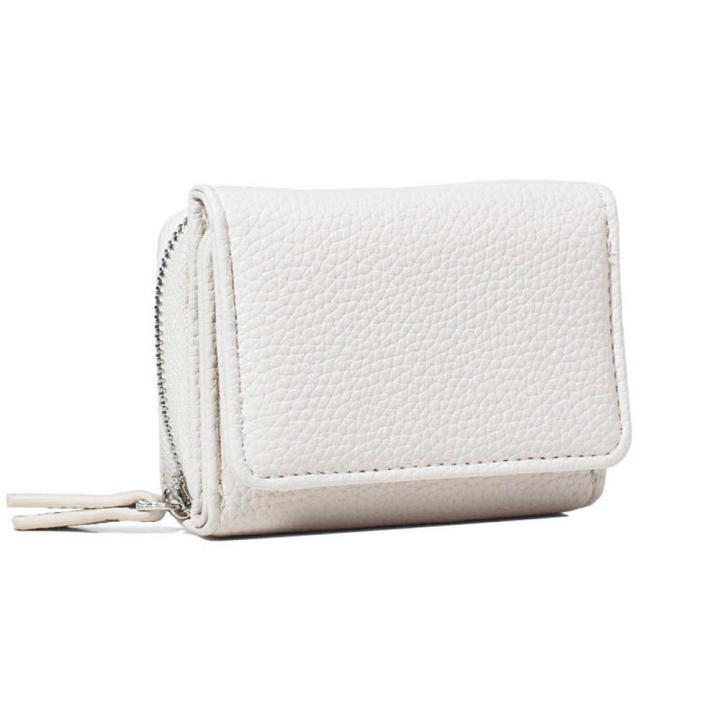 Solid Color Women's Short Wallet Fashion PU Leather Mini PU Leather Card Holder Large Capacity Zipper Mini Solid Color Purse for Casual Daily Use School Girls/Women