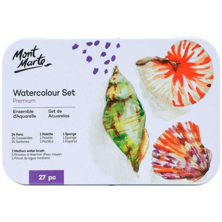 Mont Marte Watercolour Cake in Tin 27-Pieces Set