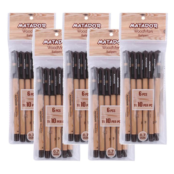 Matador Woodmark Ball Pen Black 30 pcs