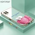 Hontinga for Huawei Nova 7I Case Luxury 6D Plating Pink Doll Side Pattern Soft Back Cover Silicone Square Phone Cases.