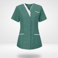 60%HOT Healthcare Nurse Robe Nurse Clothing T-Shirt V Neck Pocket Short Sleeve Button Nursing Staff Uniform Clothing Beauty Salo.