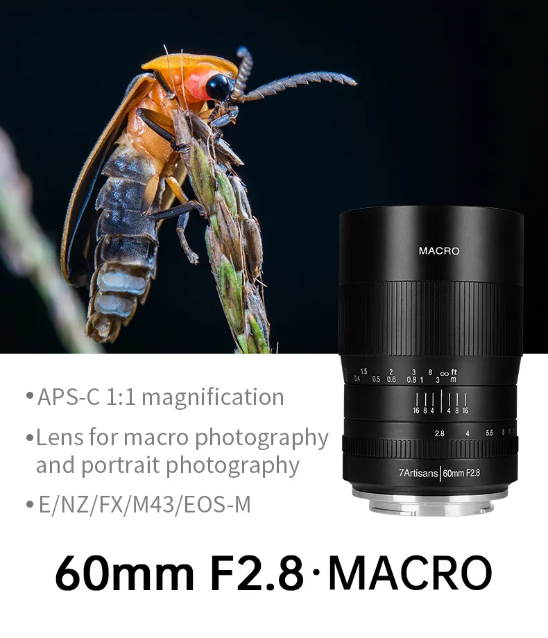 7artisans 60mm APS-C Manual Macro Prime Lens For Canon EOS-M