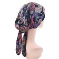 1PCS Women Muslim Flower Floral Print Hijab Hat Turban Cap Cover Hair Head Scarf Wrap Pre-Tied Headwear Black Strech Bandana. 