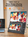 UPERFECT UStation Δ 15.6 Folding Monitor Dual Portable Display Bult-in Stand VESA OSD Menu Freely Adjust Screen For Laptop PC.