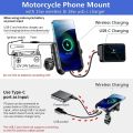 Waterproof Motorcycle Phone Holder QC3.0 USB-C Qi Wireless Charger Mount Phone Stand Mirror USB Charger 360 Support for Moto. 