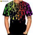 New Fashion Rainbow Paint Splatter Tie-dye 3D Printed T-Shirt Men Women Summer Casual Tshirt Streetwear Oversized Tops Tees.
