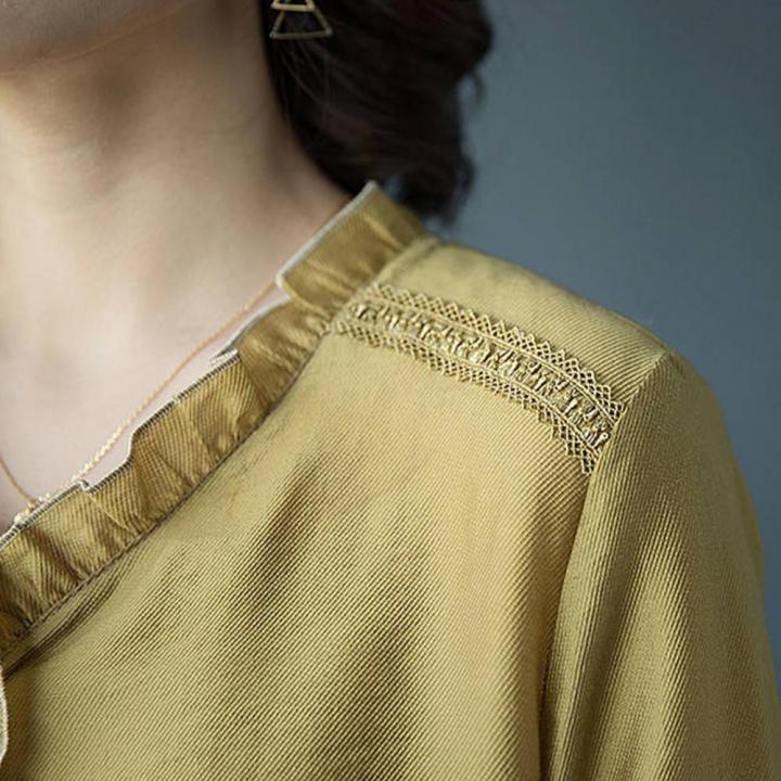 Solid%20Oversize%20M-4XL%20Women%20Shirts%20Ruffles%20V%20Neck%20Loose%20Blouse%20Women%20Elegant%20Long%20Sleeves%20Shirt%20Office%20Ladies%20Chic%20Tops%20Summer%20-%20Image%208