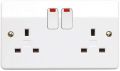 MK Made in UK LOGIC PLUS 13A 3 Pin Flat Dual Outlet 2 Gang Socket with Switch Three 3Pin.