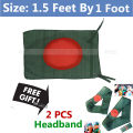 National Flags of Bangladesh 1.5ft x 1ft Set-C Chinese Fabrics Potaka Any Event Patriotism Celebrating Victory or Independence Day Stationery & Craft Green Red Colored - Awesome Gift Item Model Combo Package (2 PCS Headband Free Gift). 