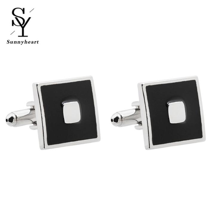 (New)Men Cufflink Exquiite quare Black Enamel Paint Cufflink Modern