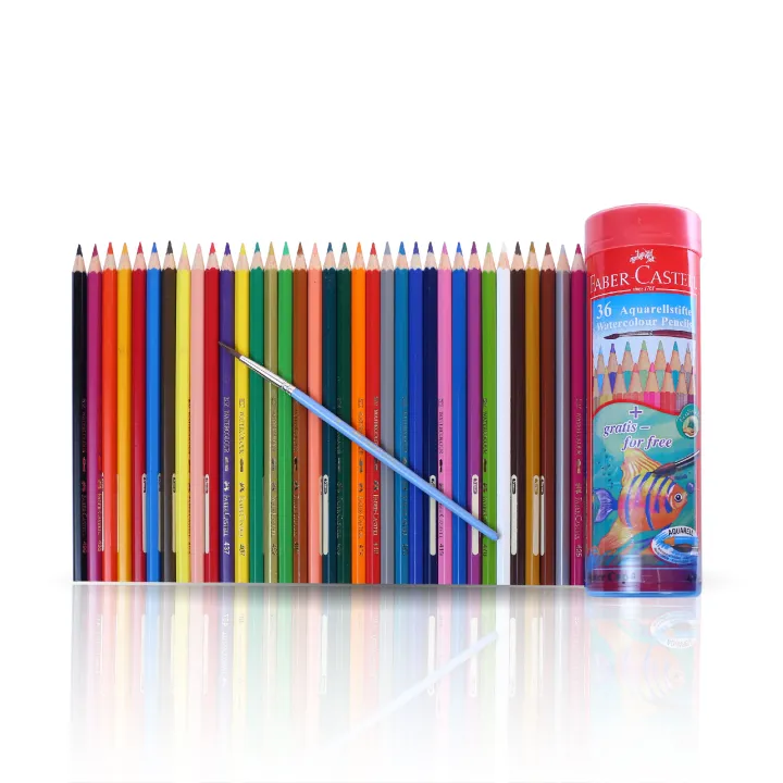 Faber-Castell%20Watercolor%20Long%20Pencils%20(Round%20Tin%20&%20Incl.%20Brush)%20-%2036%20Pcs%20-%20Image%203
