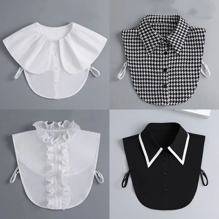 (New)White Lapel Collar Vintage Detachable shirt Collar for Women Bloue weater Fale Collar Lapel Top Neckwear Tie Acceory