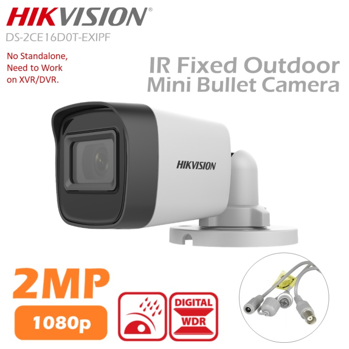 Hikvision DS-2CE16D0T-IP ECO 2mp IR Bullet Camera, Night Vision, Waterproof