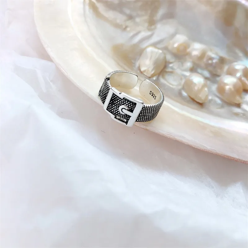 Anillo De Hebilla Grueso De Plata Esterlina - Tallas O A Z+1, Para Hombre Y Mujer