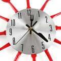 16 Inch Large Kitchen Wall Clocks with Spoons and Forks(Red). 