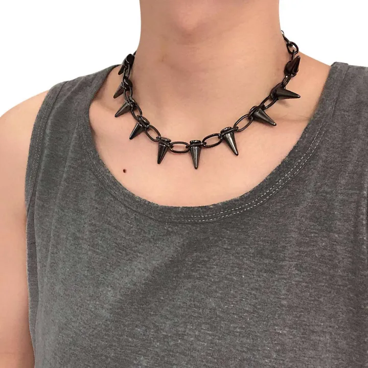 2X%20Metal%20Spikes%20Studs%20Rivets%20Punk%20Goth%20Necklace%20Choker%20Collar%20-%20Image%203