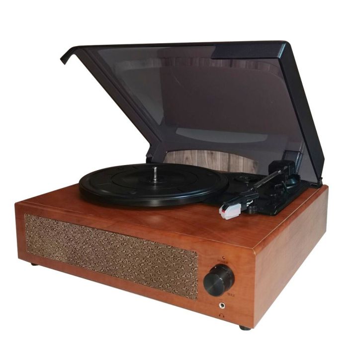 Portable Gramophone Vinyl Record Player Vintage Classic Turntable Phonograph with Built-in Stereo Speakers - multicolour