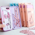 8pcs Plastic Geometry Stationery Set Maths Drawing Compasses Ruler Set Students Draw Measuring Tools School Office Stationery MuXiaRe.