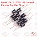 5Pcs- Diode 10A10 1000V 1KV 10A General Purpose Rectifier Diode 10A10 Silicon Junction Diode R-6 Package. 