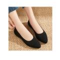 【Hot ticket】 Spring And Summer Solid Color Pointed Flat Shoes Soft Sole Shoes Shallow Mouth Flat Shoes Casual Breathable Ladies Hollow Knitted Shoes.