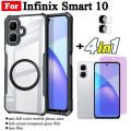 4 in 1 Infinix Smart 10 Shockproof Phone Case With Magnetic Wireless Charging Sticker For Infinix X6725 Smart 10 Plus Anti-blue Ray Tempered Glass and Lens Film.