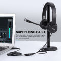 EKSA H12/H12E Wired Headset 3.5mm/USB On-Ear Computer Headphones with Rotatable Microphone Noise Cancelling for Call Center.