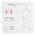 6 Pairs One Week Stud Earrings Sweet Korean Style Earrings Set For Women Girls Jewely Gift. 