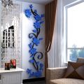 Rose Flower Wall Stickers DIY Vase Flower Self-Adhesive Wallpaper Tree Crystal Arcylic 3D Wall Sticker Home Bedroom Decoration. 
