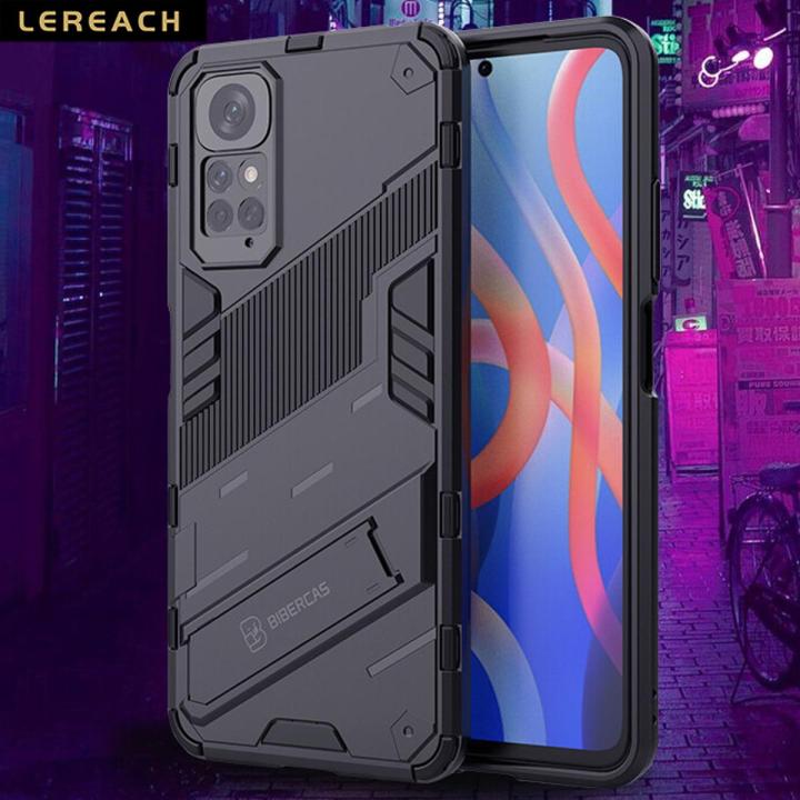 Lereach For Xiaomi Redmi Note 11 4G Case Built-in Stand Rugged Armor ...