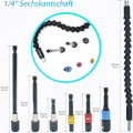 Flexible Drill Bit Extension Set 8Pcs, Hex Shank 105°Right Angle Drill Bit Attachment Set Kit Universal Socket Adapter. 