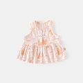 Girl's dress, children's cardigan sleeveless top, princess floral skirt, printed with foreign style, cute girl in summer. 