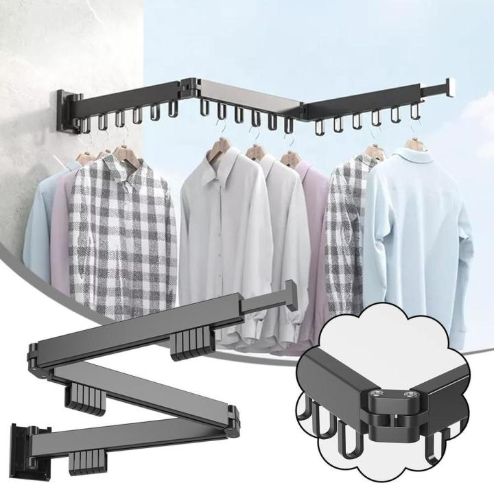 Folding Clothes Hanger Aluminum Retractable Drying Rack Wall-mounted Laundry Storage Space Save Home Hotel Clothes Hanger