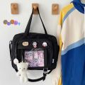 Japanese High School Girls Crossbody Bags Nylon Book Bag Transparent Itabag Women Handbags JK Bag Second Element Shoulder Bag. 