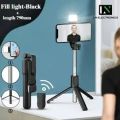 Q07 Foldable Selfie Stick Tripod with Bluetooth Remote and Fill Light 100cm.