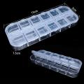 Transparent Square Plastic Storage Box Case -10/24 Slot Adjustable for Pils Jewelry Beads Earring Case Organizer Packaging. 