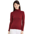 Women's High Neck Sweater Maroon.