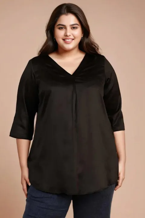 Ladies%20Plus%20Size%20Regular%20Fit%20Solid%20Spread%20Collar%20V%20Neck%20Casual%20Shirt%20Centre%20Pleat%20Top%20-%20Image%205