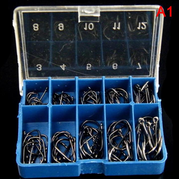 100Pcs/lot fishing hooks High carbon steel Black Bait Holder Fish Hook Set SEVICH