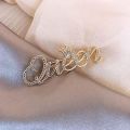 Queen Brooch hijab Pins Rhinestone Brooch Cute Letter Queen Brooch Decor Brooch Pin Jewelry Gift.