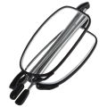 Portable 2 Pairs Of Compact Folding Reading Glasses With Mini Flip Top Carrying Case For Fashion Men And Women Rotation Eyeglass +1.5 Black &+2.0. 