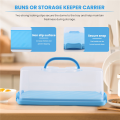 Portable Bread Box with Handle Loaf Cake Container Plastic Rectangular Food Storage Keeper Carrier 13Inch Translucent Dome for Pastries, Bagels, Bread Rolls, Buns.