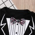 【Happy childhood memories】（NEW）Baby Boys Party Gentleman Clothes Romper Jumpsuit Outfit Suits Style Gentleman Boys Rompers Black 0-24M. 