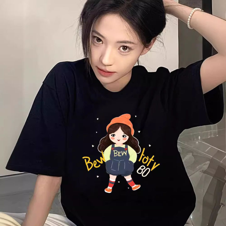 Fun%20Cartoon%20Girl%20Letter%20Print%20Short-Sleeve%20T%20T-shirt%20Women's%20Top%20Couple%20Casual%20Japanese%20Versatile%20College%20Style%20chic%20-%20Image%202